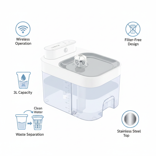 Cat Water Fountain - Key Features Infographic