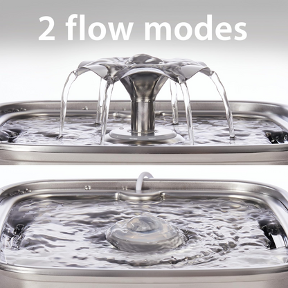 Stainless Steel Flower Cat Water Fountain – 3.2L with Adapter & 6 Free Filter Replacements