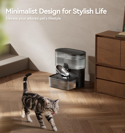 3.5L Wireless Pet Water Fountain – Stainless Steel Bowl, No Filter, Wastewater Separation, Black