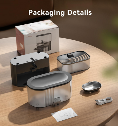 3.5L Wireless Pet Water Fountain – Stainless Steel Bowl, No Filter, Wastewater Separation, Black