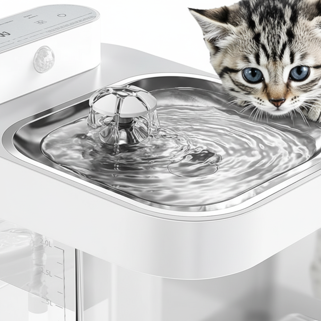 Cat Water Fountain - Stainless Steel Basin Detail