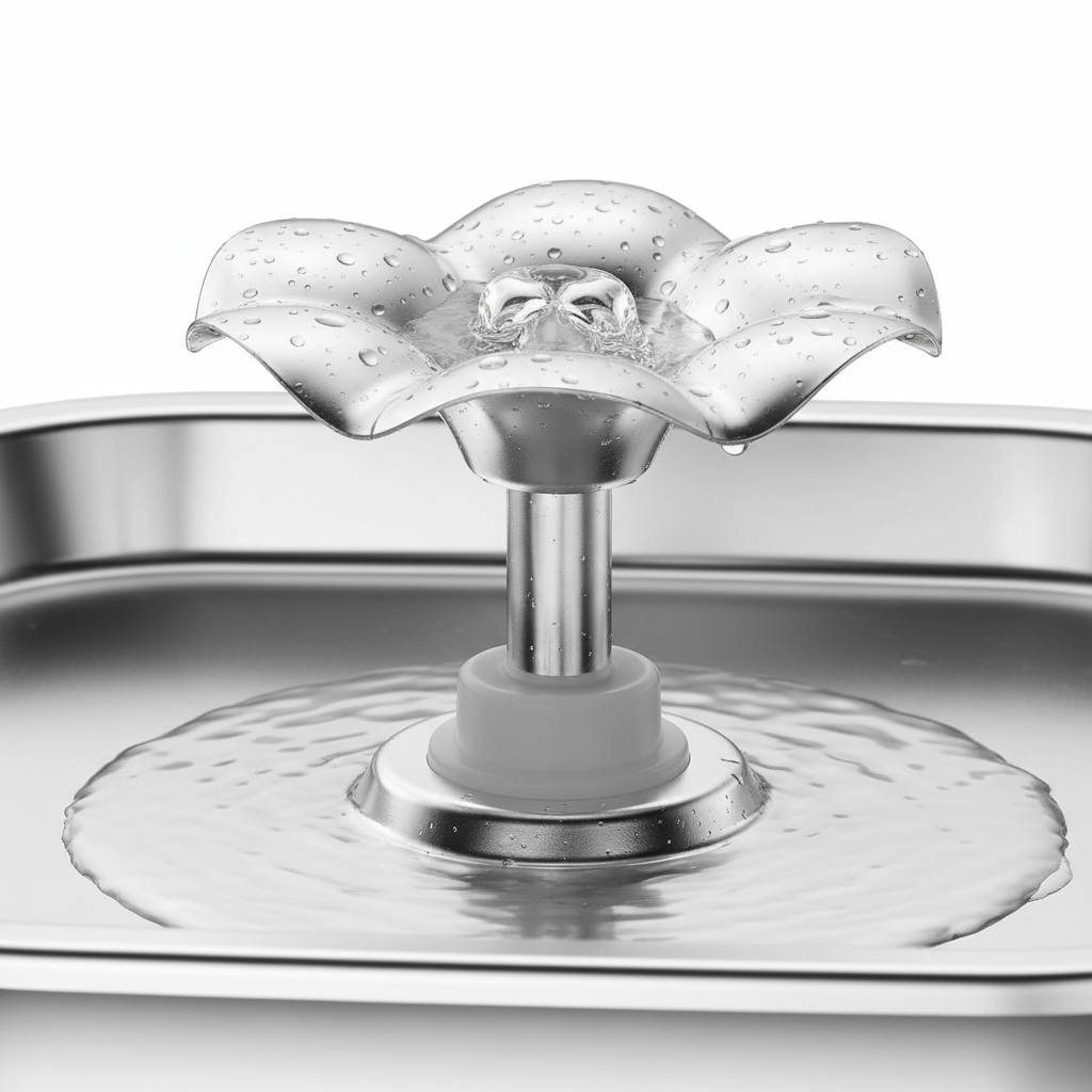 Flower Cat Water Fountain - Detail Shot