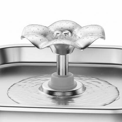 Flower Cat Water Fountain - Detail Shot
