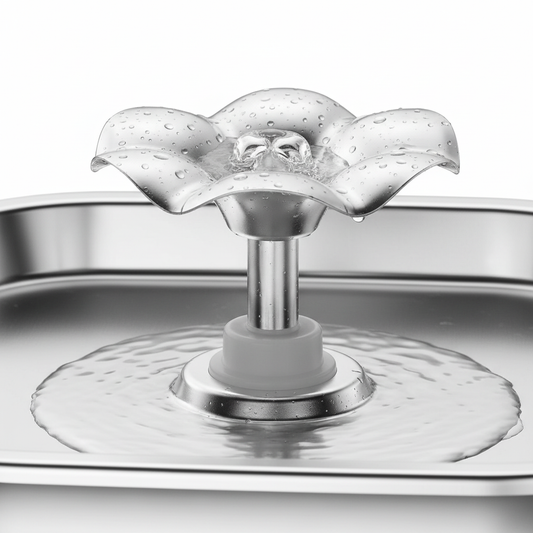 Flower Cat Water Fountain - Detail Shot