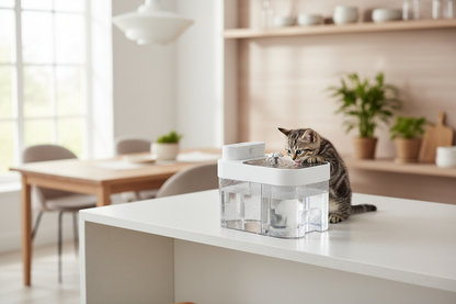 Kitten Drinking from Automatic Water Fountain - Lifestyle Scene